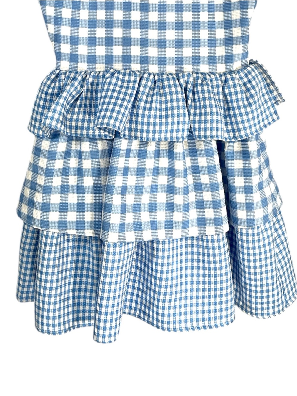 English Factory Tiered Gingham Sleeveless Dress in Blue and White Size XS - Picture 6 of 10